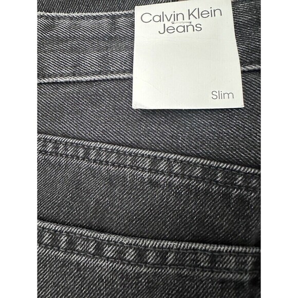 Calvin Klein Mens Slim-Straight Fit Jeans Pants Denim Dark Gray/black30w 32L New - Picture 7 of 7